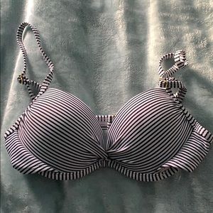 Black and White Striped Bikini top